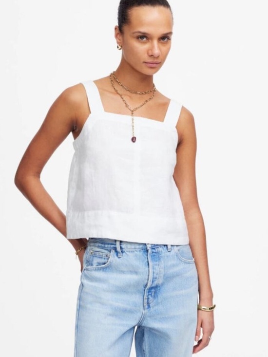 J. Crew Tops - J. Crew White Square Neck Linen Camisole